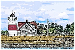 Stratford Point Light Water View - Digital Painting